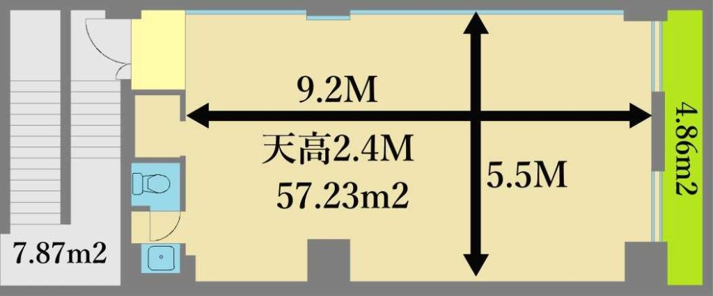 高田馬場 馬場稽古 レンタルスタジオ ダンススタジオ 図面 広さ